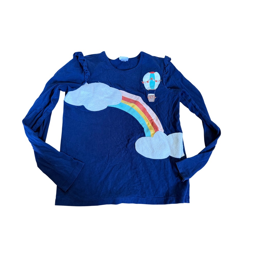 Hanna Andersson rainbow and clouds appliqué long sleeve shirt